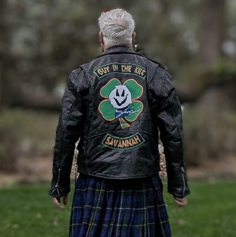 Patrick Burns Guy in the Kilt tour jacket and tartan kilt Savannah